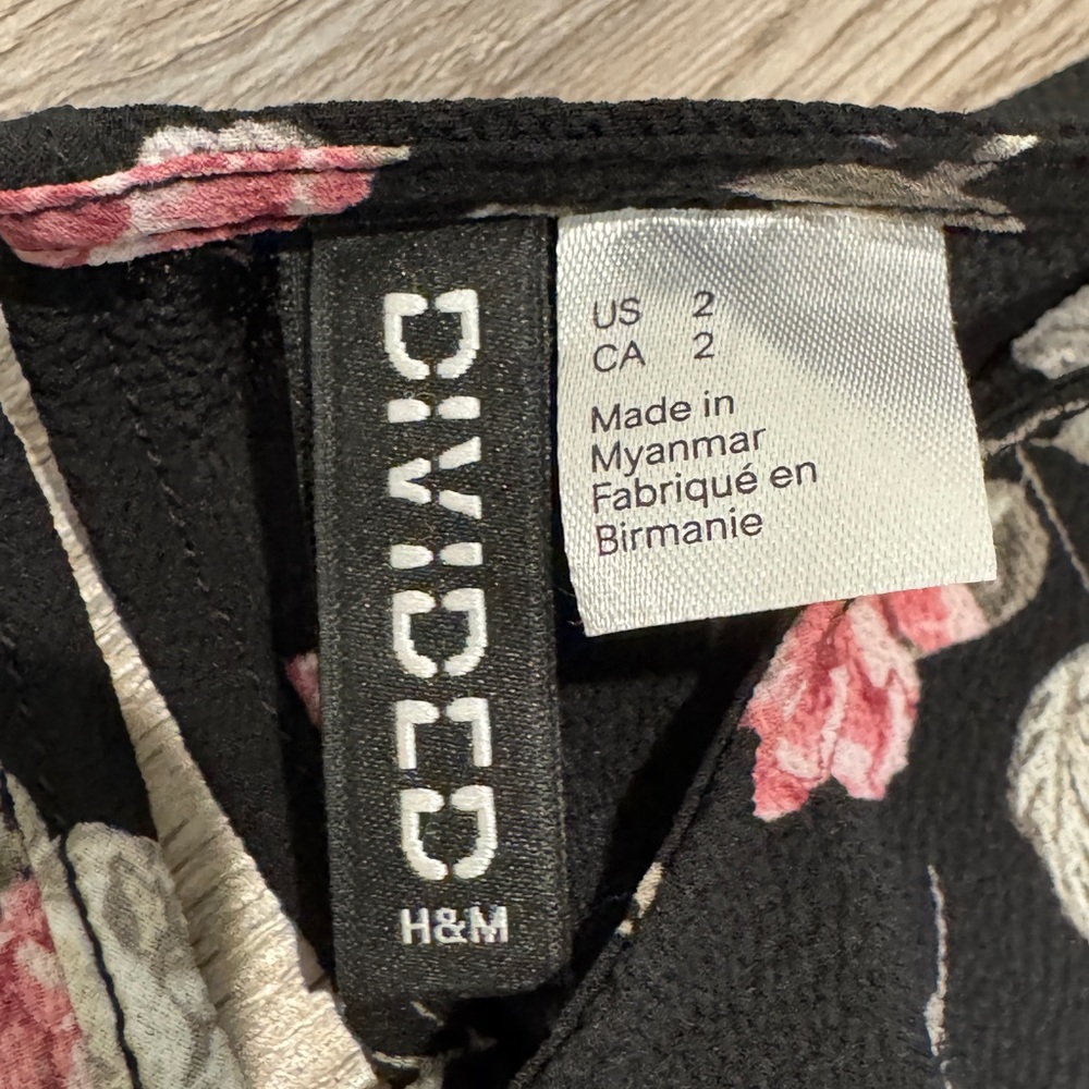H&M Black Floral Long Sleeve Dress - Pink & White Roses - Picture 7 of 16